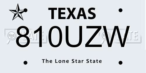 810UZW Texas License Plate