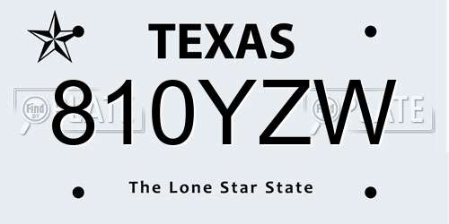 810YZW Texas License Plate