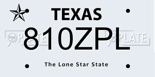 810ZPL Texas License Plate