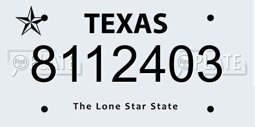 8112403 Texas License Plate