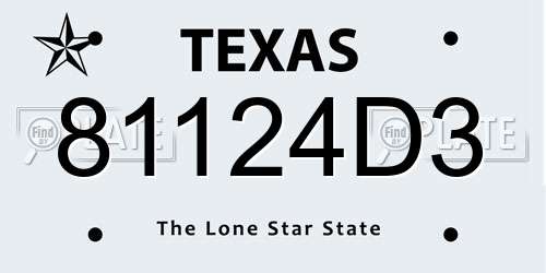 81124D3 Texas License Plate