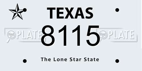 8115 Texas License Plate