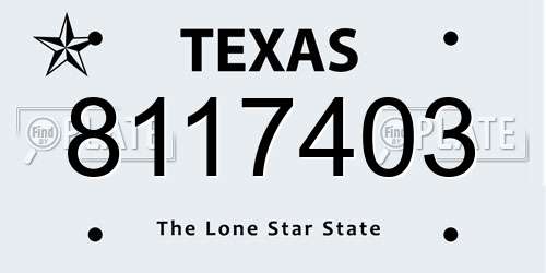 8117403 Texas License Plate