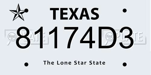81174D3 Texas License Plate