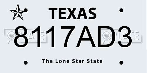 8117AD3 Texas License Plate