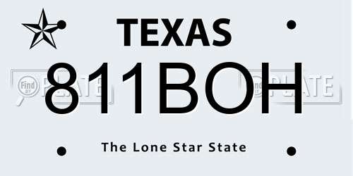 811BOH Texas License Plate
