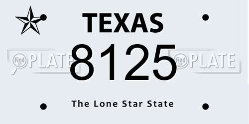 8125 Texas License Plate