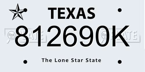 812690K Texas License Plate
