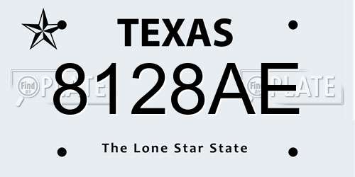 8128AE Texas License Plate