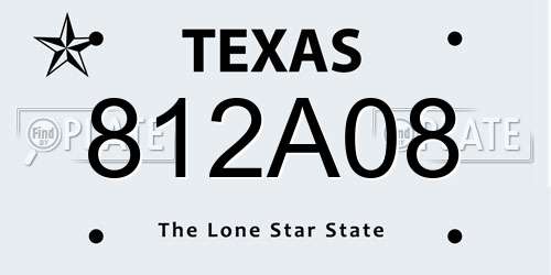 812A08 Texas License Plate