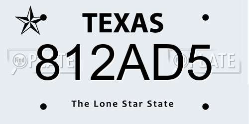 812AD5 Texas License Plate
