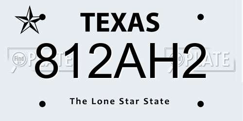 812AH2 Texas License Plate