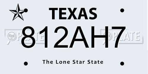 812AH7 Texas License Plate