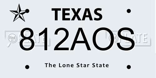 812AOS Texas License Plate