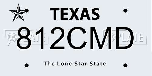 812CMD Texas License Plate