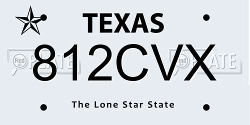 812CVX Texas License Plate