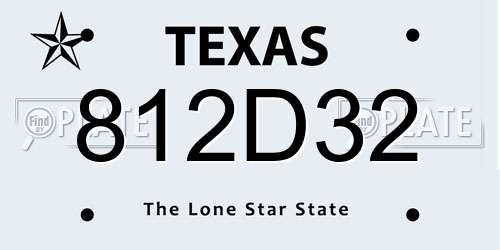 812D32 Texas License Plate