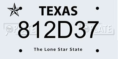 812D37 Texas License Plate