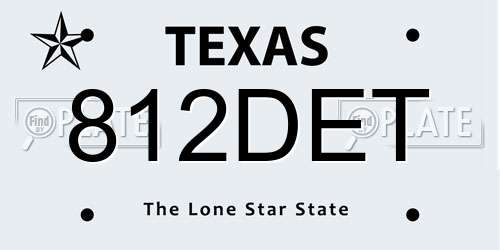 812DET Texas License Plate
