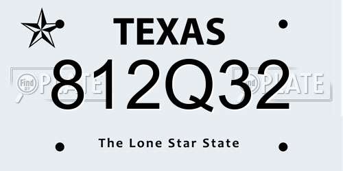 812Q32 Texas License Plate