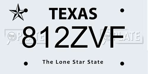 812ZVF Texas License Plate