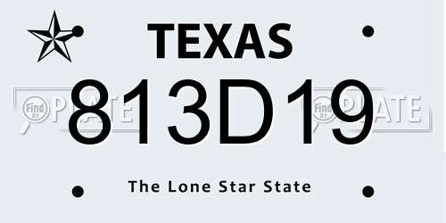 813D19 Texas License Plate