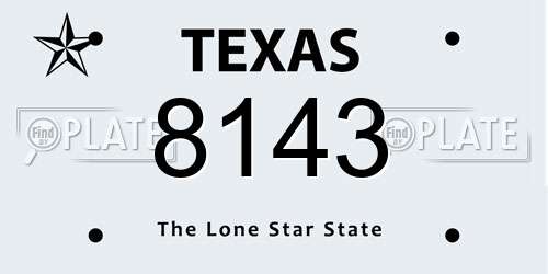 8143 Texas License Plate
