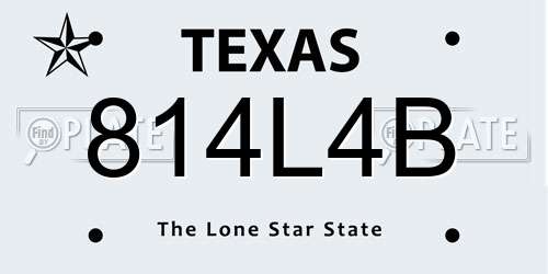 814L4B Texas License Plate