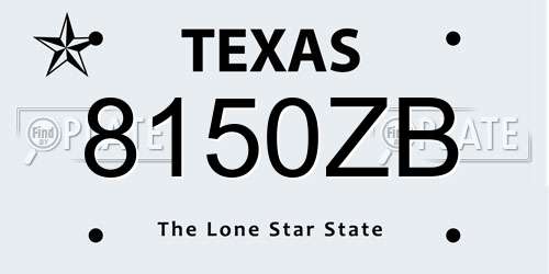 8150ZB Texas License Plate