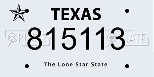 815113 Texas License Plate