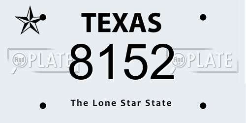 8152 Texas License Plate
