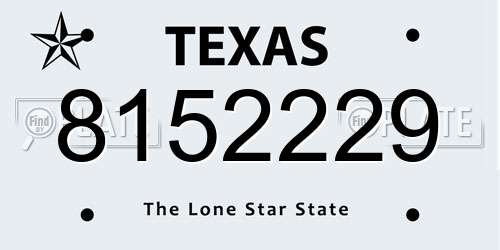 8152229 Texas License Plate