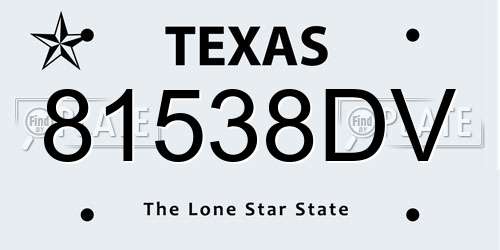 81538DV Texas License Plate