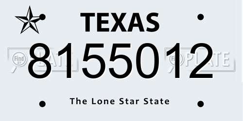 8155012 Texas License Plate
