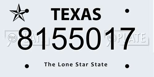 8155017 Texas License Plate