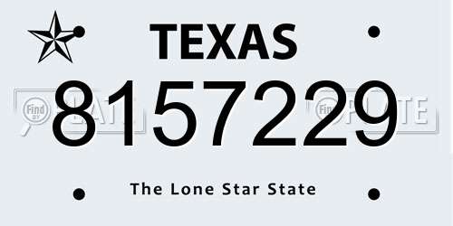 8157229 Texas License Plate