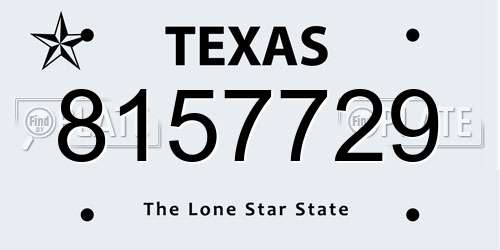 8157729 Texas License Plate
