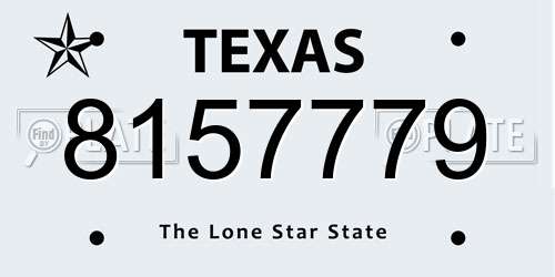 8157779 Texas License Plate