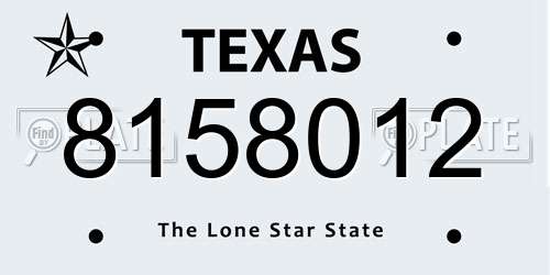8158012 Texas License Plate
