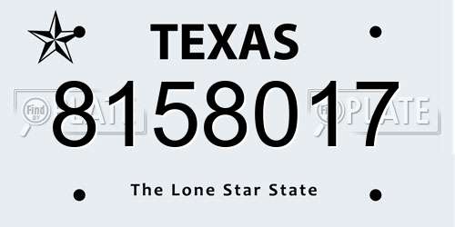 8158017 Texas License Plate