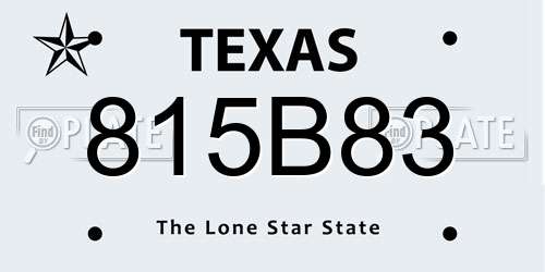815B83 Texas License Plate