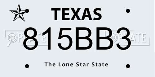 815BB3 Texas License Plate