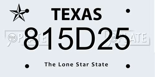 815D25 Texas License Plate