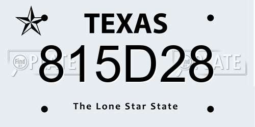 815D28 Texas License Plate