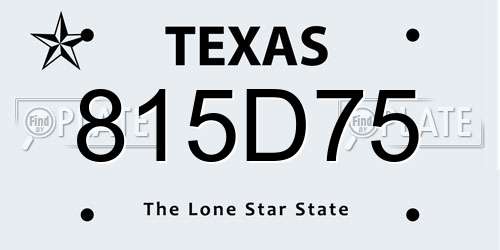 815D75 Texas License Plate