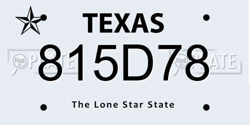 815D78 Texas License Plate
