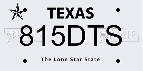 815DTS Texas License Plate