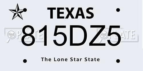 815DZ5 Texas License Plate