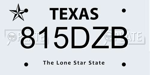 815DZB Texas License Plate