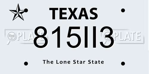 815II3 Texas License Plate